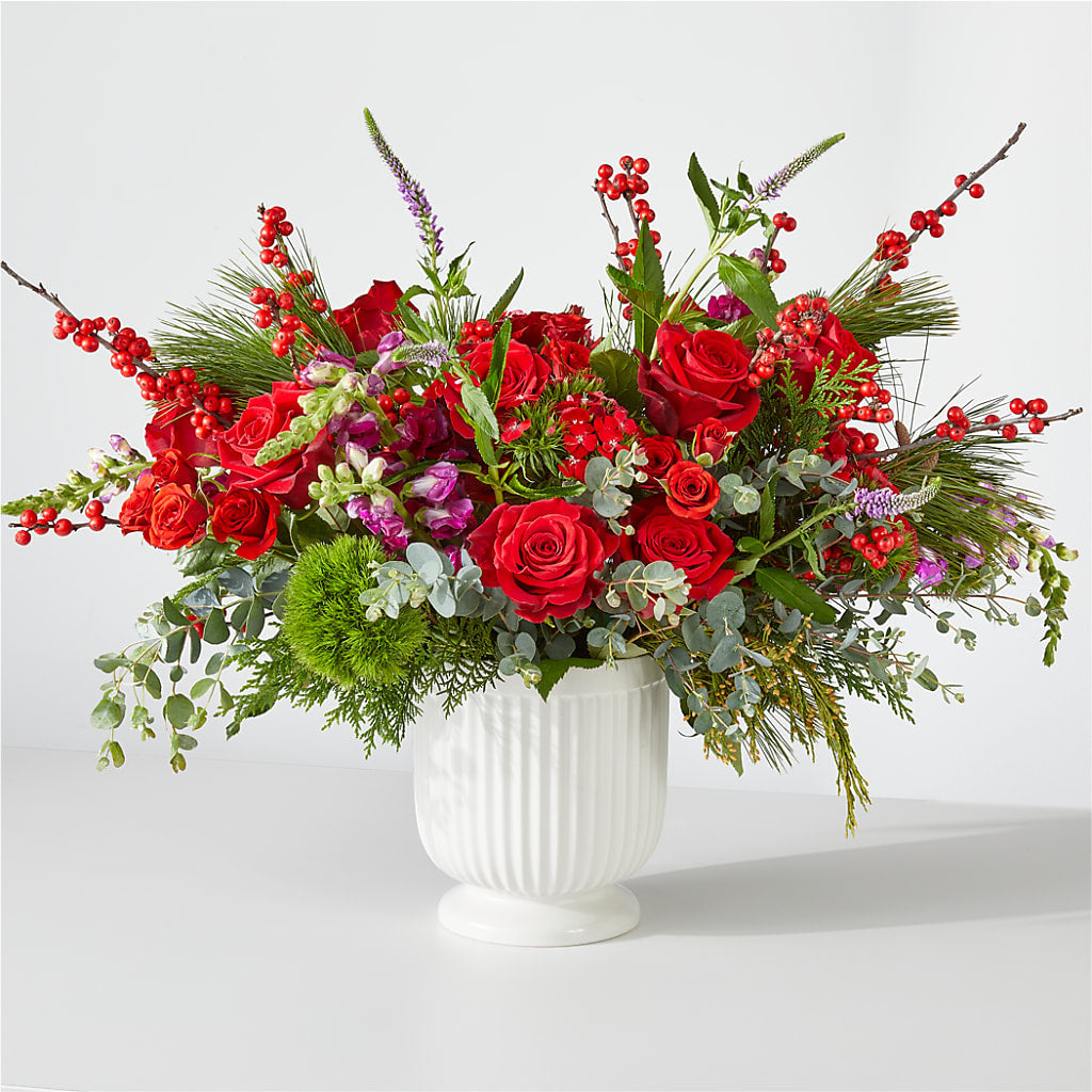 Big Red Bow Bouquet – Acme Floral #0014, Akron OH