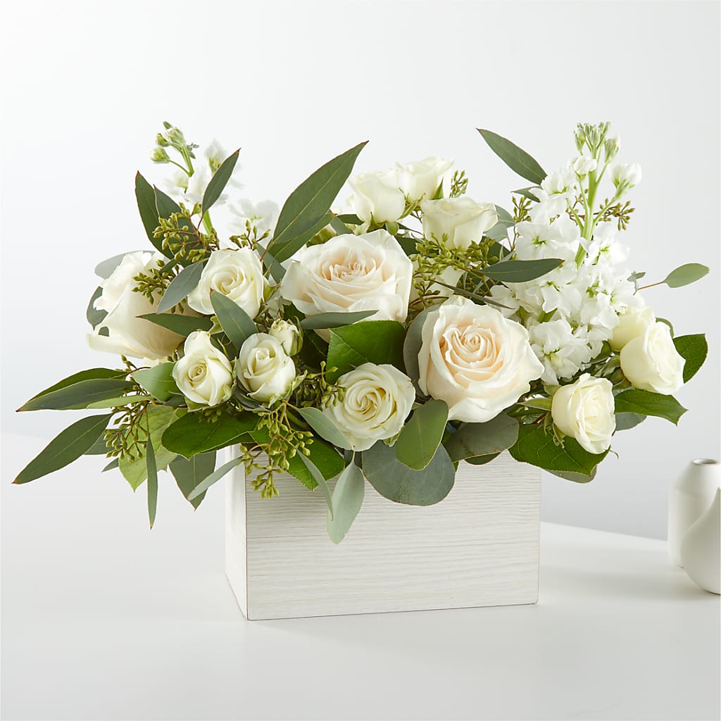 Fresh Linen Box Bouquet – Acme Floral #0014, Akron OH