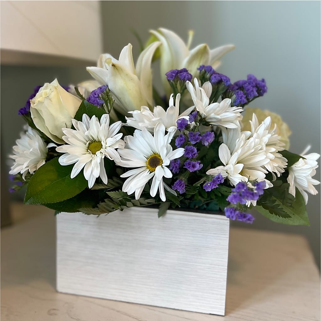 Beyond Blue Box Bouquet – Acme Floral #0014, Akron OH