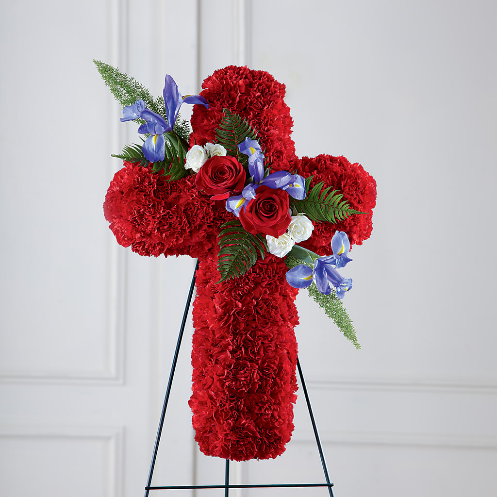 Faithful Hero Floral Cross – Acme Floral #0014, Akron OH