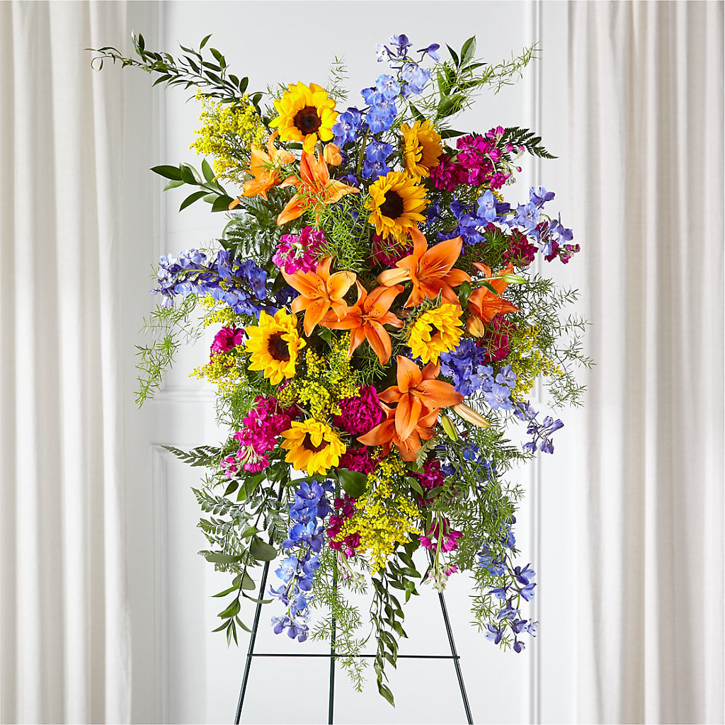 Sunlit Memories Standing Spray (Standard) – Acme Floral #0014, Akron OH
