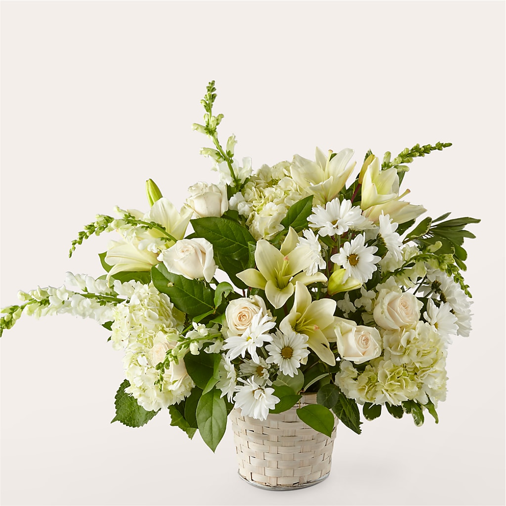 Ivory Elegance Floral Basket – Acme Floral #0014, Akron OH