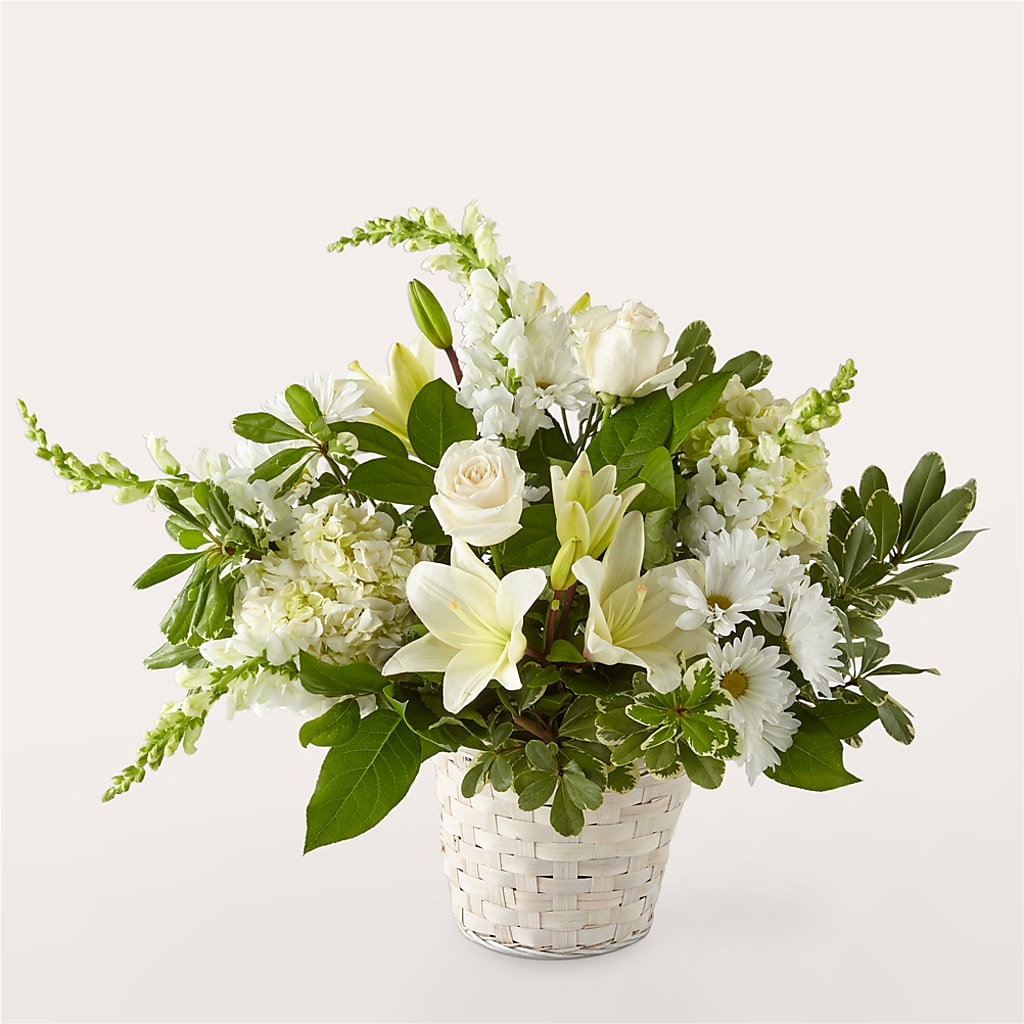 Ivory Elegance Floral Basket – Acme Floral #0014, Akron OH