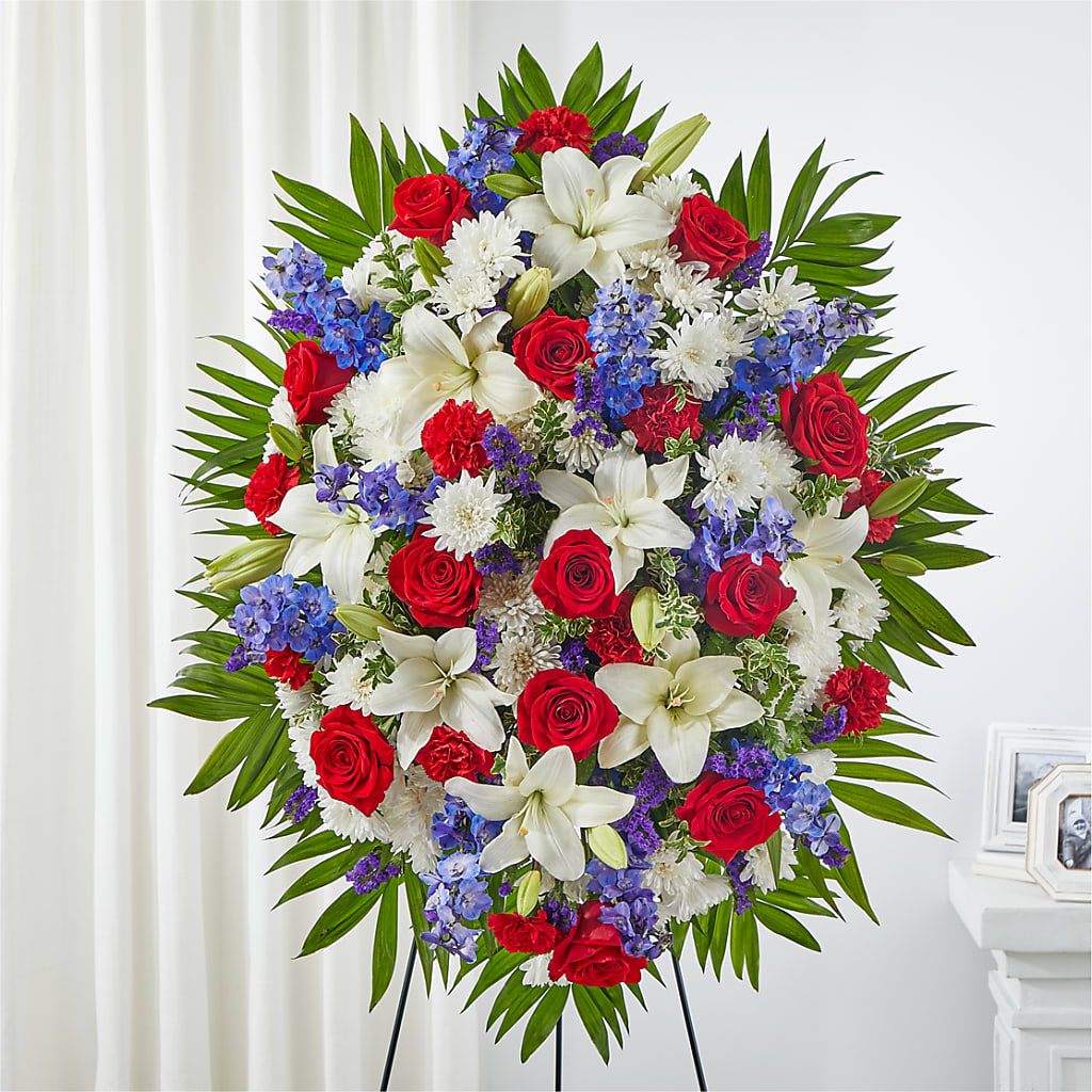 Cherished Service Standing Spray – Acme Floral #0014, Akron OH