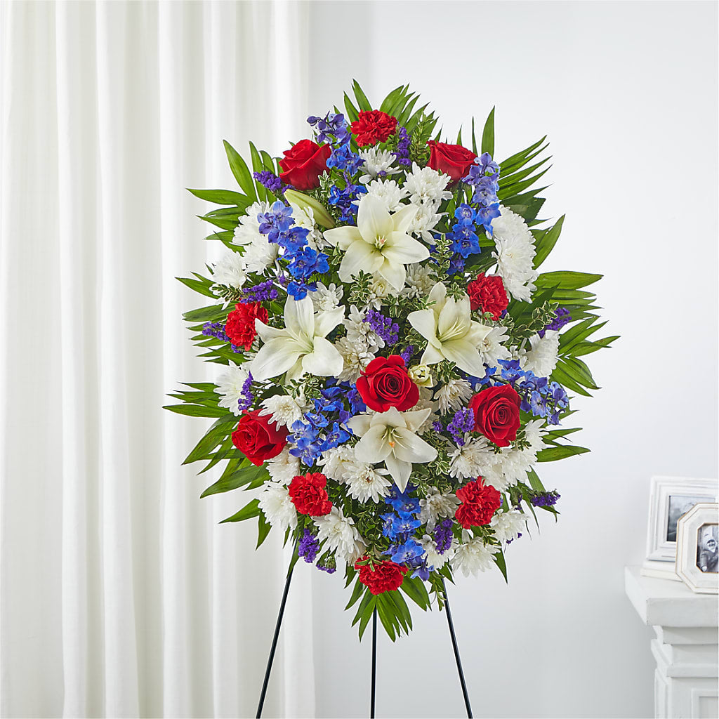 Cherished Service Standing Spray – Acme Floral #0014, Akron OH