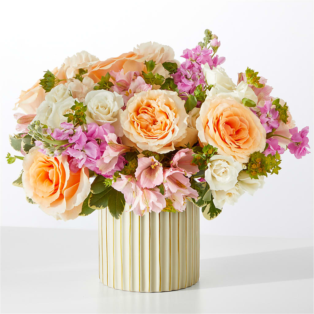Paradise Bouquet with Ivory Vase – Acme Floral #0014, Akron OH