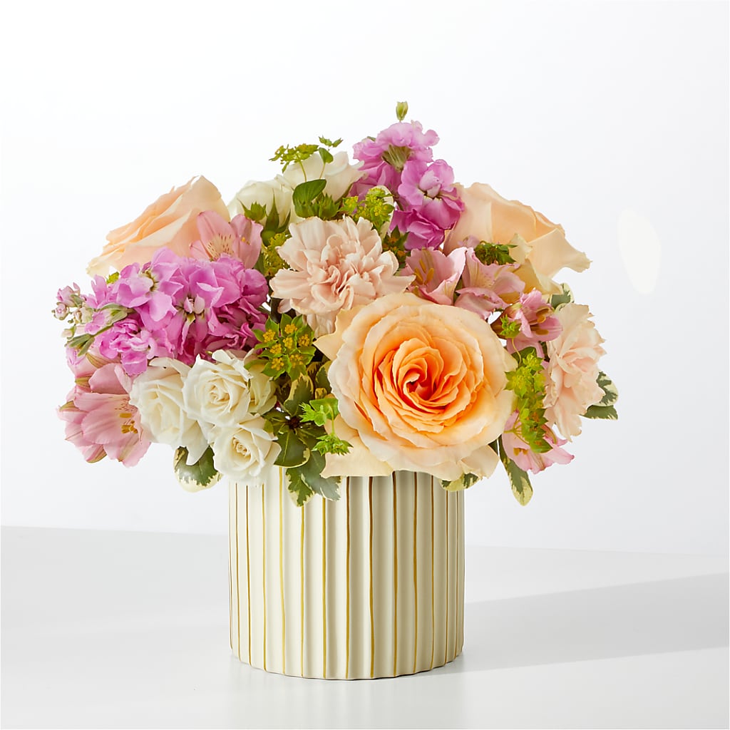 Paradise Bouquet with Ivory Vase – Acme Floral #0014, Akron OH