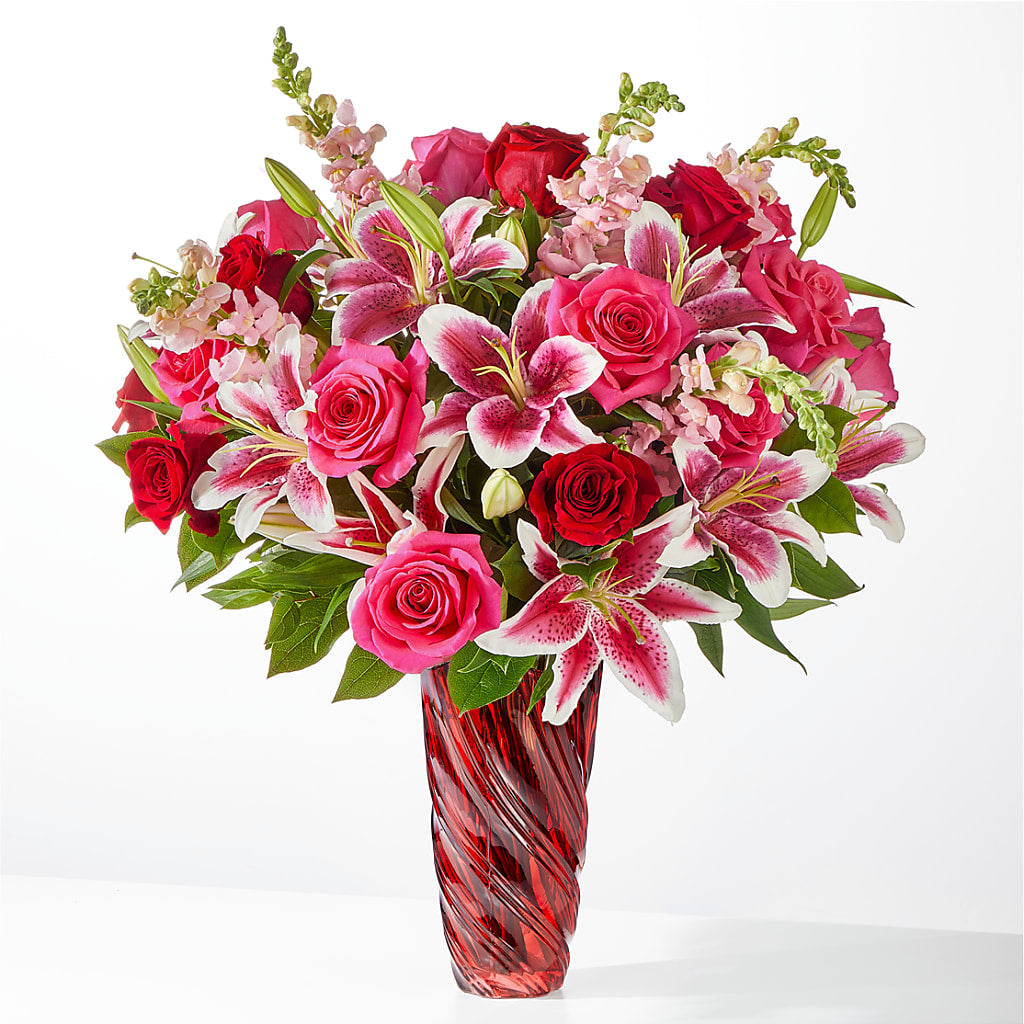 Always You Bouquet with Luxe Swirl Vase – Acme Floral #0014, Akron OH