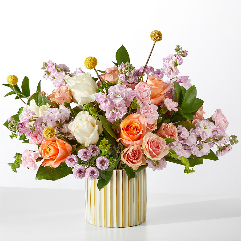 French Market Bouquet with Ivory Vase – Acme Floral #0014, Akron OH