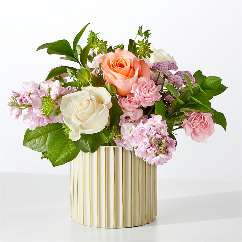 French Market Bouquet with Ivory Vase – Acme Floral #0014, Akron OH
