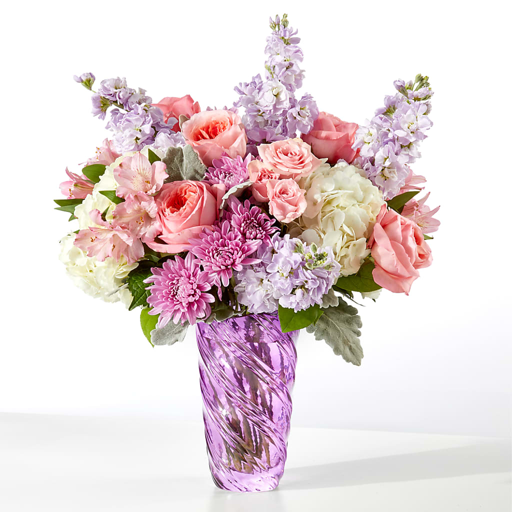 Silver Lining Bouquet – lavender, pink, white flower arrangement