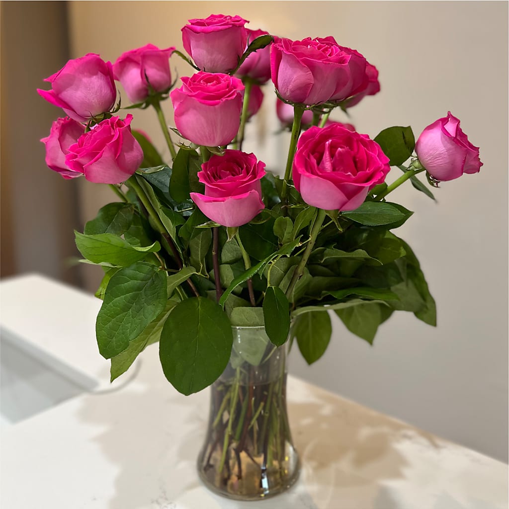 Long Stem Pink Rose Bouquet –  Acme Floral #0014, Akron OH