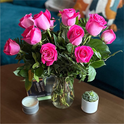 Long Stem Pink Rose Bouquet –  Acme Floral #0014, Akron OH