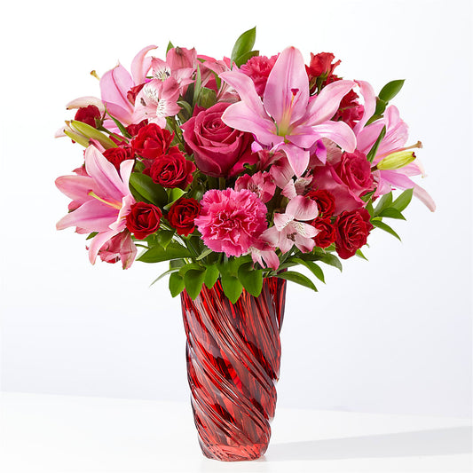 Berry in Love Bouquet with Luxe Swirl Vase