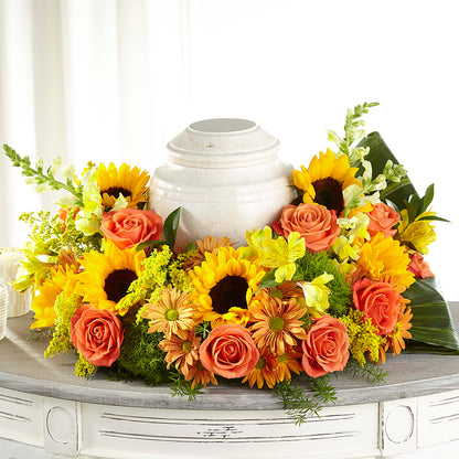 Faithful Sunflower Cremation Adornment –  Acme Floral #0014, Akron OH