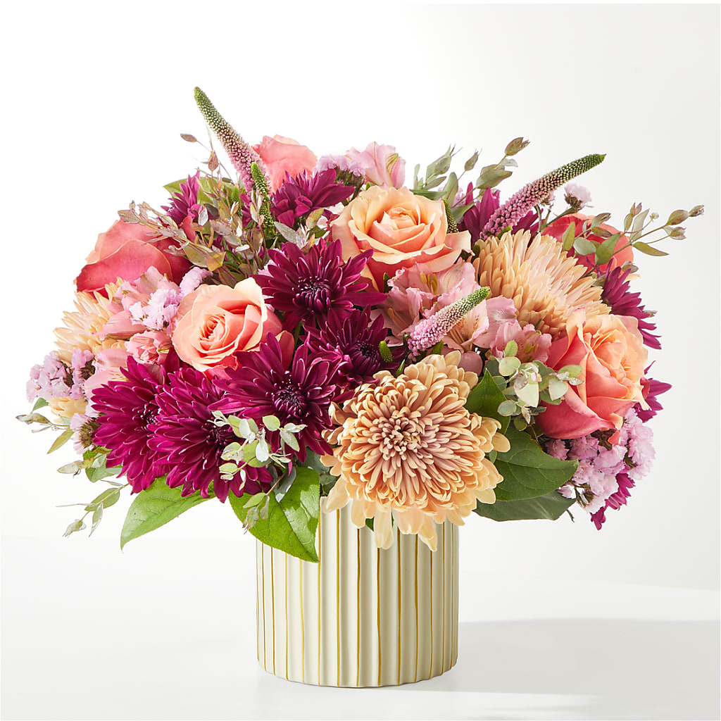 Berry Cobbler Bouquet with Ivory Vase –  Acme Floral #0014, Akron OH