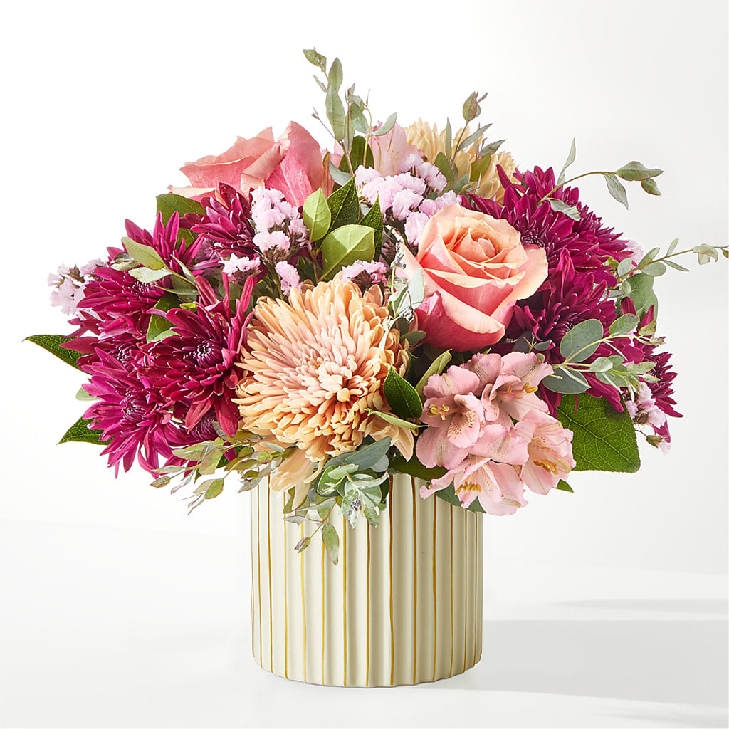 Berry Cobbler Bouquet with Ivory Vase –  Acme Floral #0014, Akron OH
