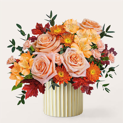 Spiced Latte Bouquet with Ivory Vase –  Acme Floral #0014, Akron OH