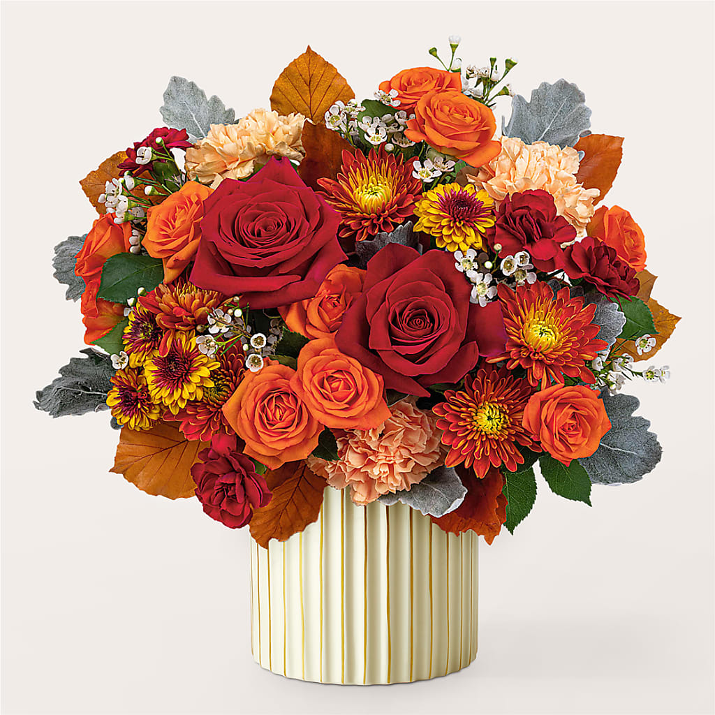 Merlot Bouquet with Ivory Vase –  Acme Floral #0014, Akron OH