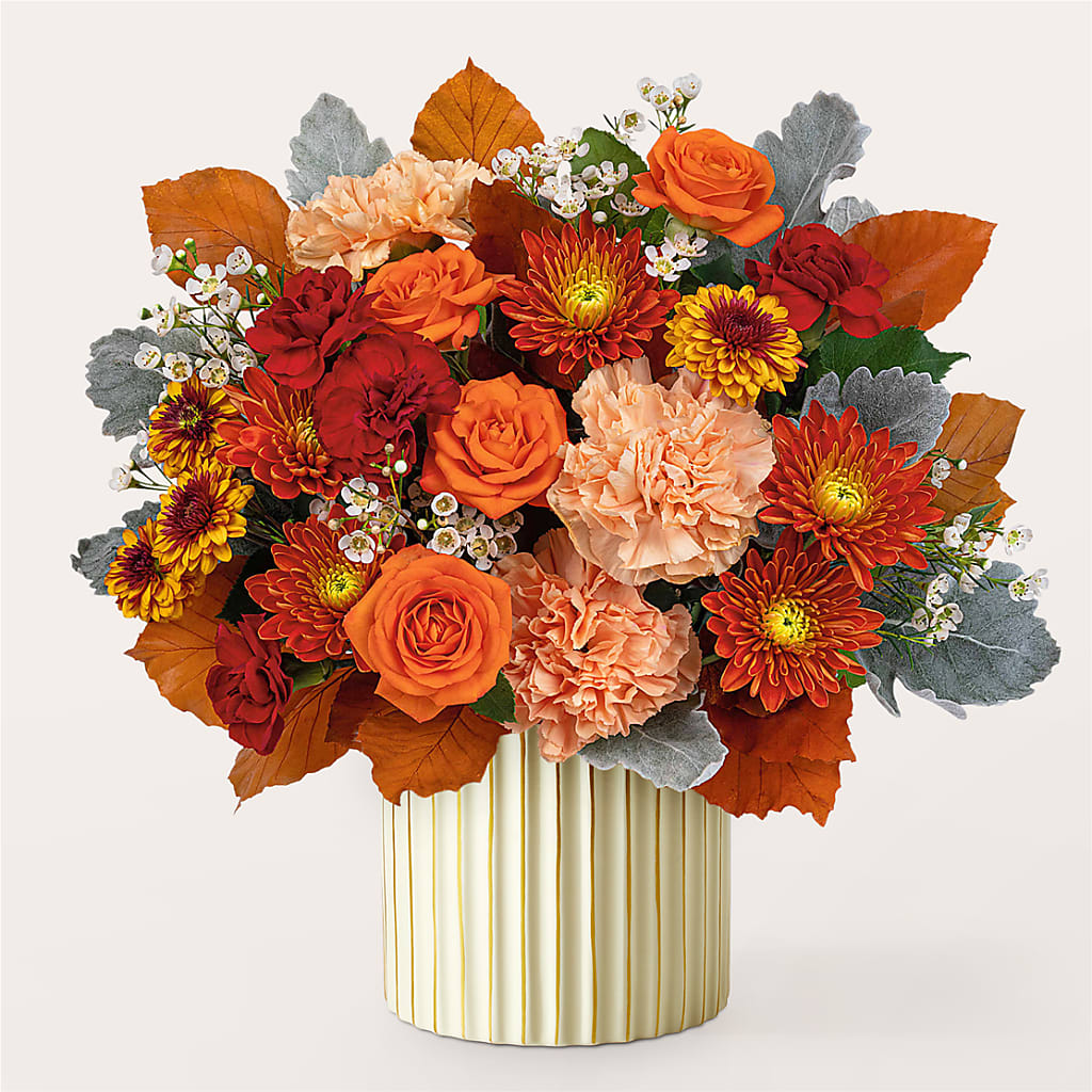 Merlot Bouquet with Ivory Vase –  Acme Floral #0014, Akron OH